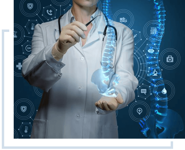 female doctor showing spine